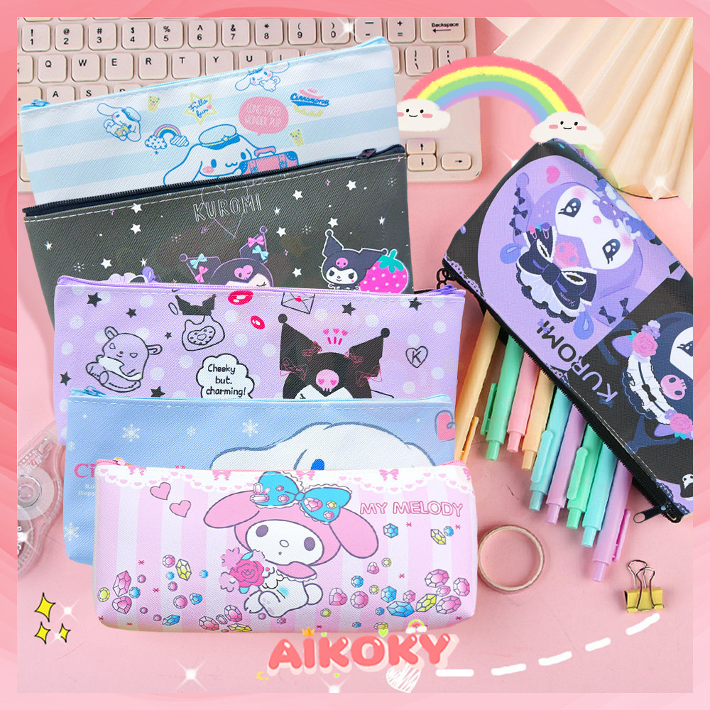 AIKOKY กล่องดินสอ SANRIO กล่องใส่ของ กระเป๋าดินสอ PU กระปุกดินสอ แบบชั้นเดียว เหมาะกับของขวัญ สําหรับนักเรียน