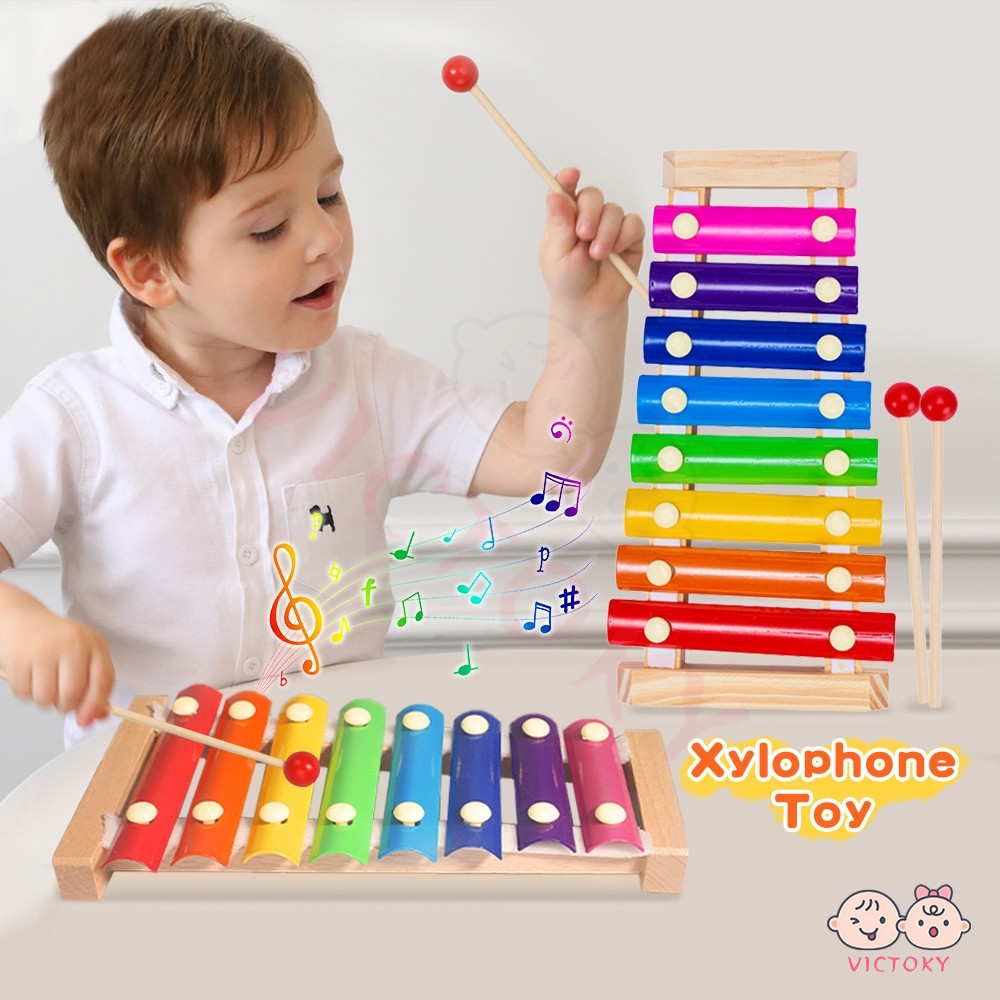 VICTOKY ของเล่นไม้ ระนาดไม้ ระนาดเด็ก ตัวต่อไม้ เครื่องดนตรีสำหรับเด็ก 8 ตัวโน๊ต สีสันสดใส เสริมพัฒนาการของเด็ก