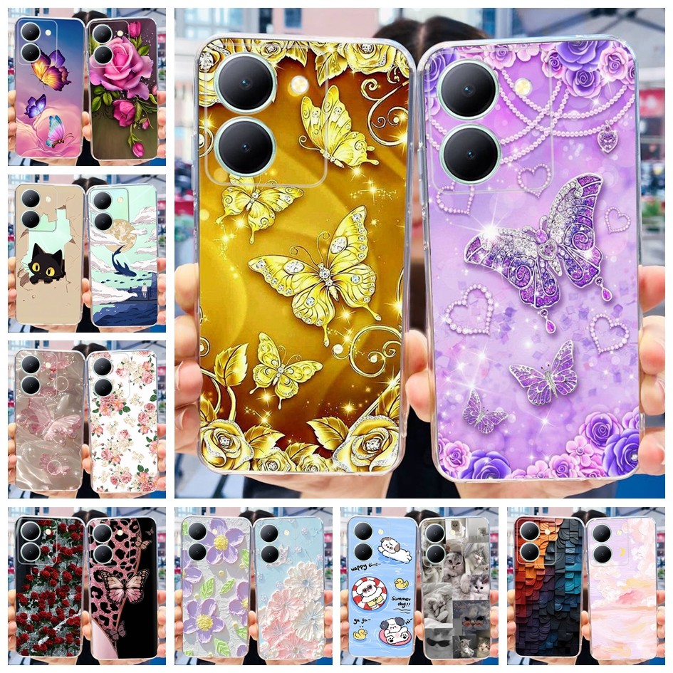 สําหรับ Vivo Y36 V2247 กรณี Y36 5G V2248 ฝาครอบผีเสื้อยอดนิยมซิลิโคนนุ่มฝาครอบโทรศัพท์สําหรับ Vivo Y27s Y77T 5G ปลอก