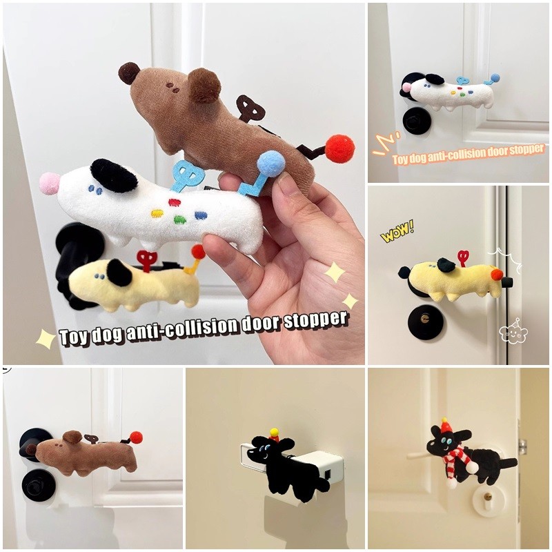 น่ารักการ์ตูน Dachshund Doorknob Protector Soft Plush Puppy มือจับประตูตกแต่งบ้าน