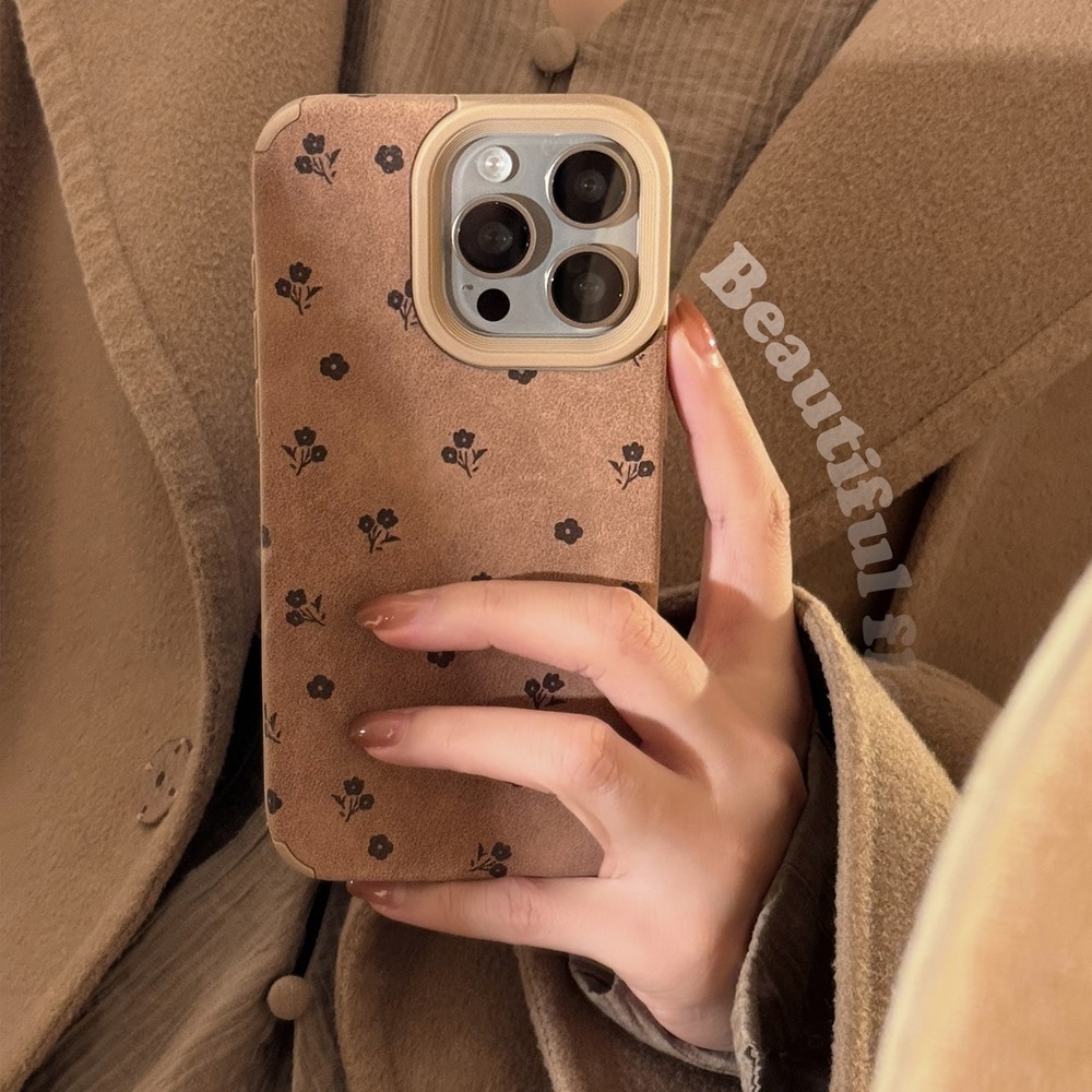 หนังลายดอกไม้เล็กฝรั่งเศสเหมาะสําหรับเคสโทรศัพท์ IPhone 16 Apple 15pro Max/14/13/12/11 Soft Case