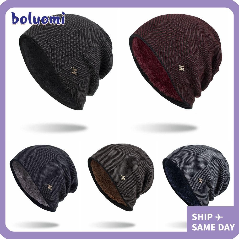 Bolumi หมวกถักนิตติ้งผู้ชาย Skullies Solid Gorros หมวกขนสัตว์ผ้าฝ้าย