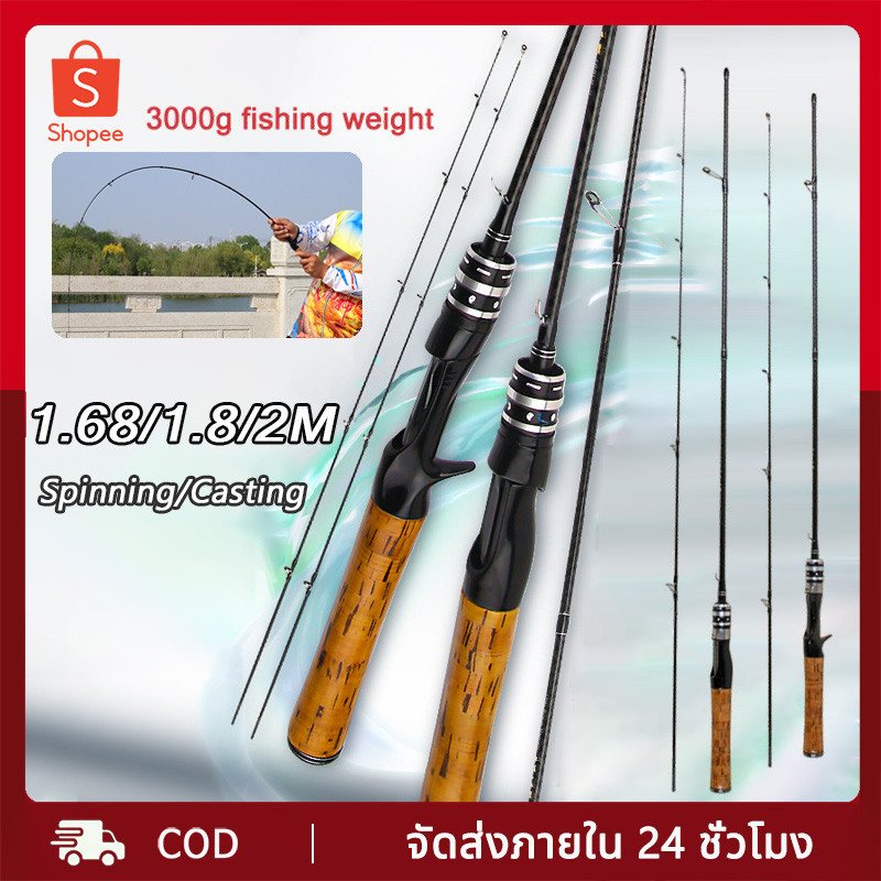 เบ็ดตกปลา คันเบ็ดตกปลา/ด้ามจับโค้ง UL 1.68 1.8 2ม. เบาพิเศษ (เบสเเละสปิ้น) สำหรับน้ำเค็มและน้ำจืด คันเบ็ด ส่งจากกรุงเทพ