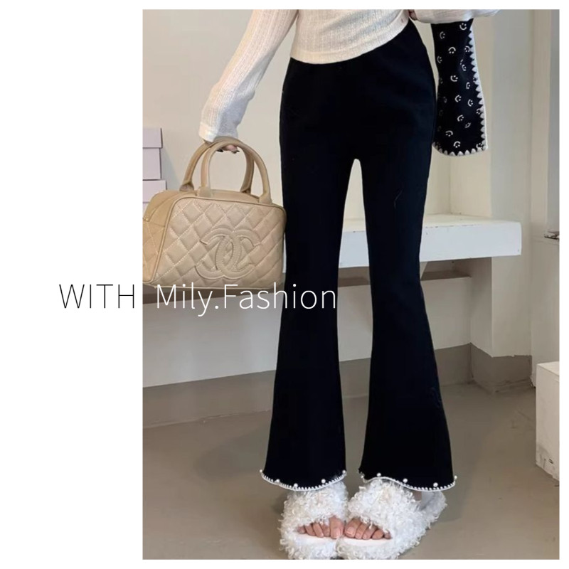 Milyfashion กางเกงขาบานไมโครกางเกงขากว้างกางเกงกีฬาเอวสูงเอวสูงทรงหลวมใส่แล้วดูผอมไซส์ใหญ่สำหรับคนตัวเล็กในฤดูใบไม้ผลิและฤดูร้อน
