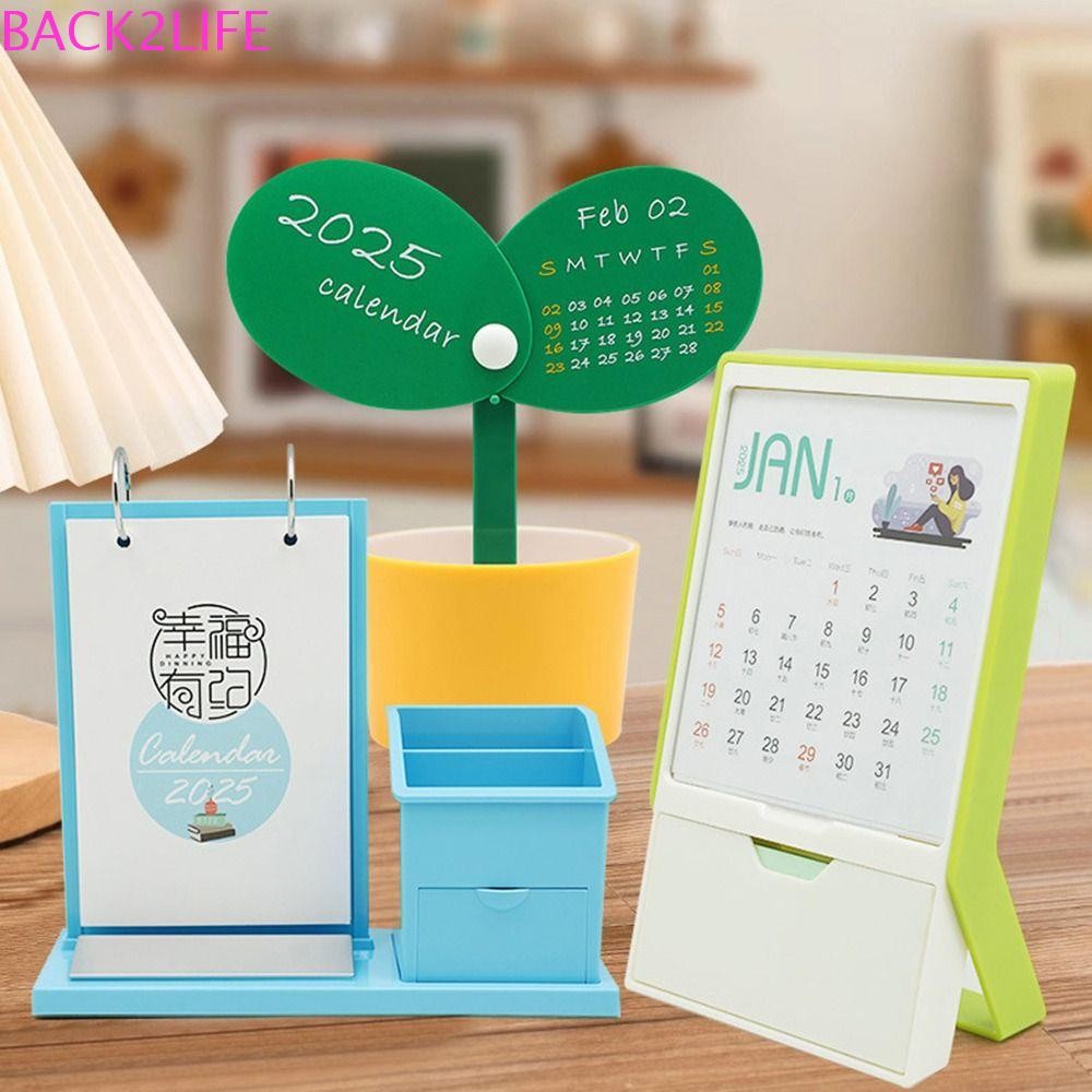 Back2life 2025 ปฏิทินตั้งโต๊ะ, ที่ใส่ปากกา DIY สร้างสรรค์, สํานักงานเครื่องเขียนแบบพกพาน่ารัก Ins Simple