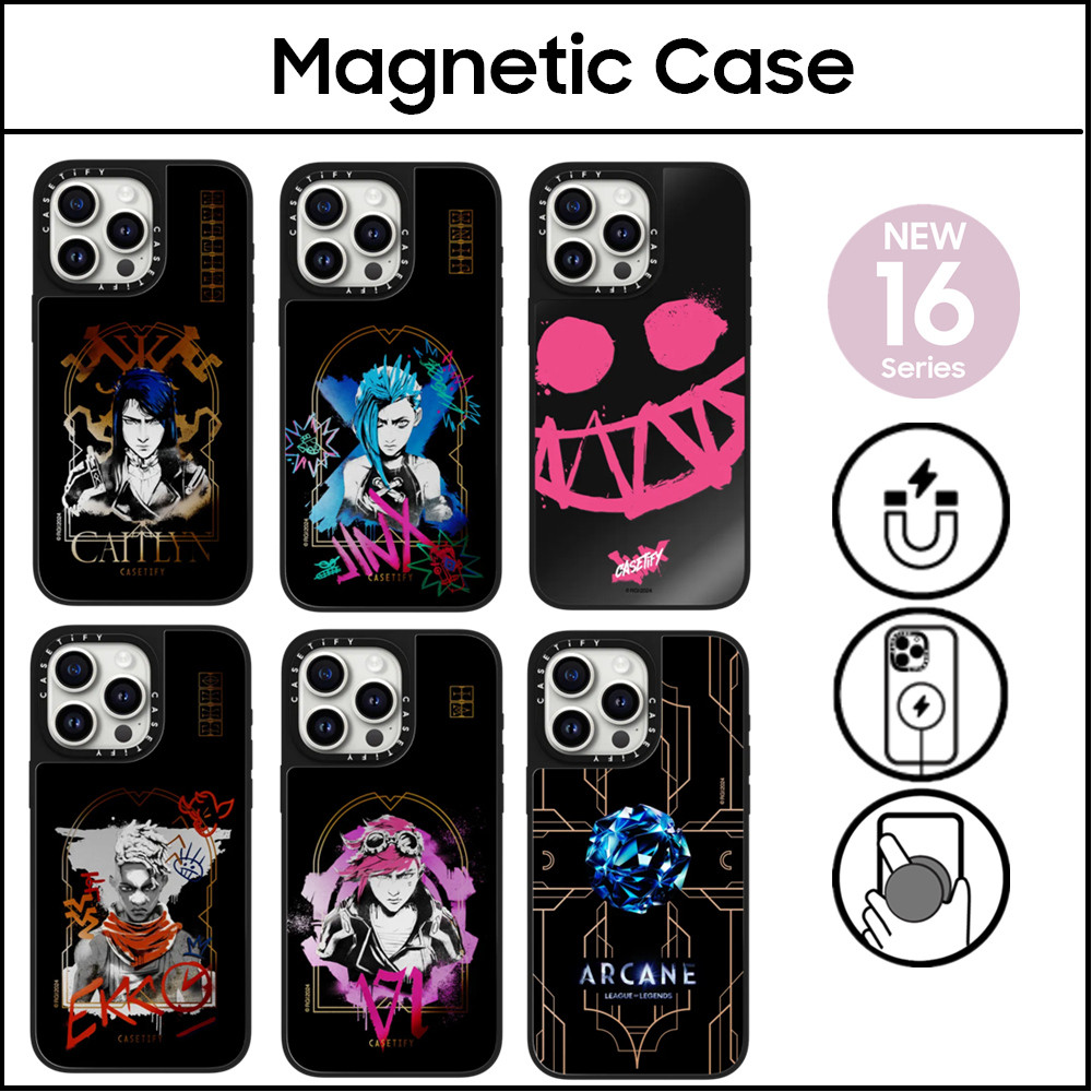 Caseti Arcane League of Legends พลาสติกแข็งกระจกอะคริลิคสําหรับ iPhone 11 16 12 13 14 15 Plus Pro Max ปลอก
