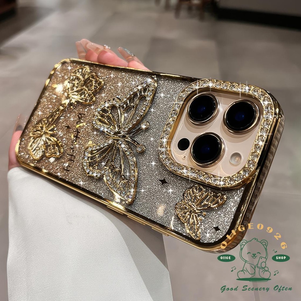 เคส iphone16 Diamond Glitter Butterfly เคสโทรศัพท์ iphone16 Pro Max 15 14 13 12 11 เคสสําหรับเคส iPhone ซิลิโคนนุ่ม TPU กันกระแทก