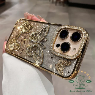 เคส iphone16 Diamond Glitter Butterfly เคสโทรศัพท์ iphone16 Pro Max 15 14 13 12 11 เคสสําหรับเคส iPhone ซิลิโคนนุ่ม TPU กันกระแทก