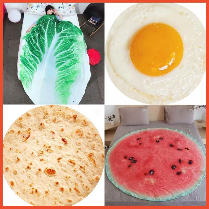 🔥New pizza blankets flannel blankets rolls blankets office nap blankets Naan bread blankets ผ้าห่มพิ