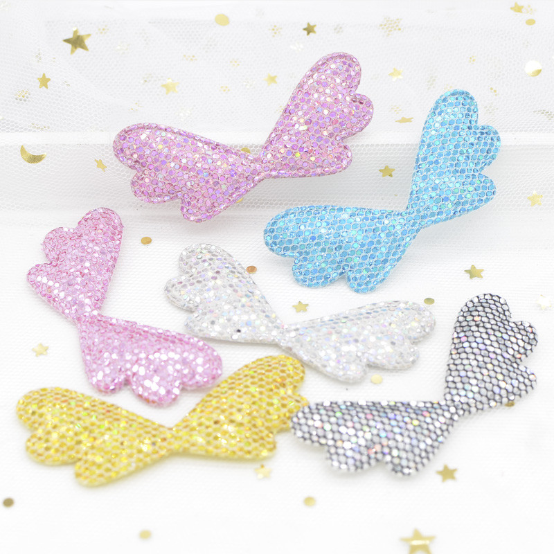 12 ชิ้น Paillette เบาะแพทช์ Angel Wing เงาสีสัน Cupid Wing Fairy Wing สําหรับ DIY หมวก Headwear Bow 