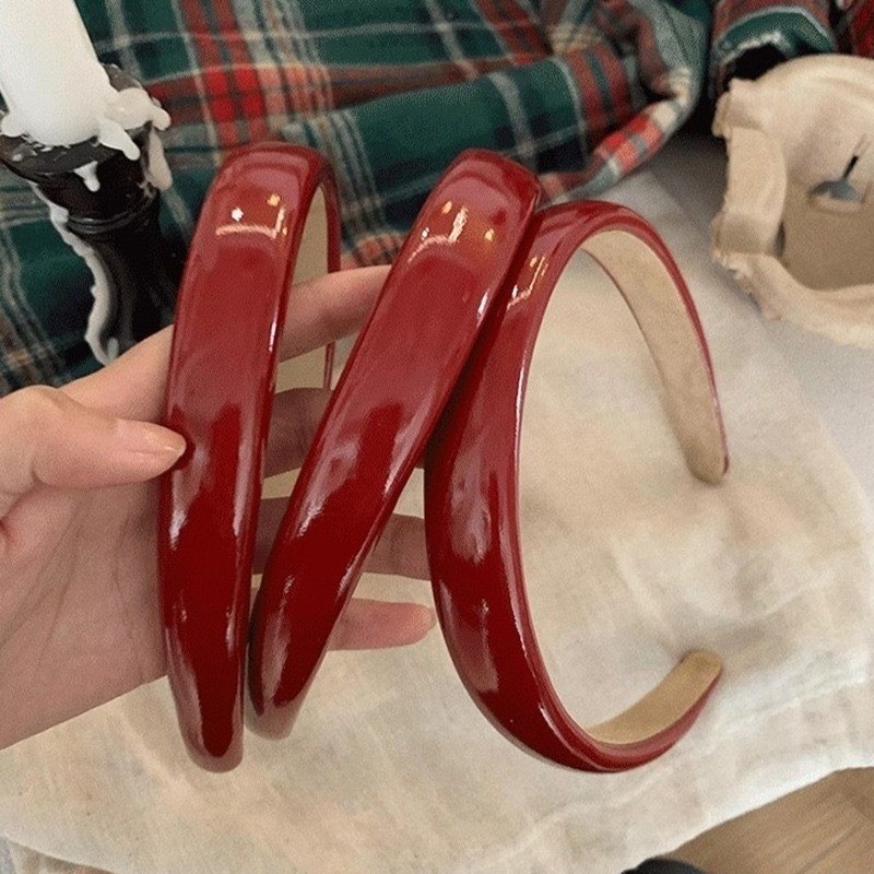 ที่คาดผมหนังวินเทจเกาหลีผู้หญิงสวมยางรัดผมหัวกะโหลกสูงเครื่องประดับผมแฟชั่น