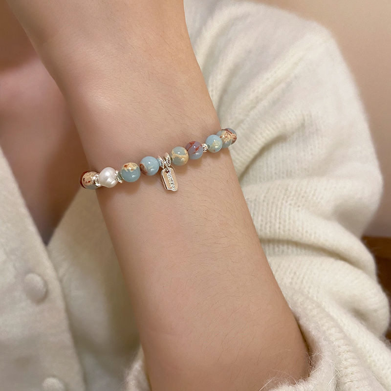 จูซี่ สร้อยข้อมือหยกแฟชั่นอเนกประสงค์สร้อยข้อมือลูกปัดธรรมชาติหญิงของขวัญอุปกรณ์วันหยุด