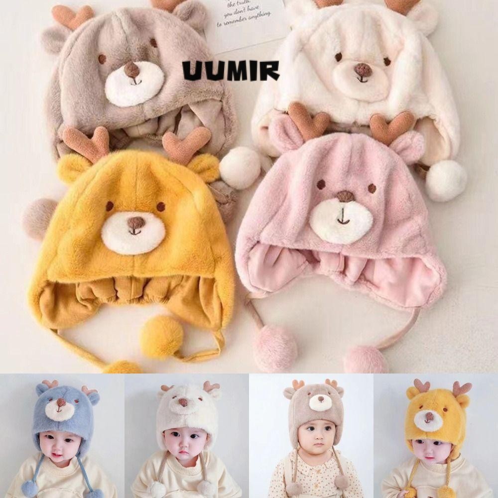 Uumir หมวกเด็กฤดูหนาว, Plush Windproof ทารก Beanie หมวก, การ์ตูนสําหรับ 2-8 เดือนป้องกันหูเด็กเด็กวัยหัดเดิน Bonnets เด็ก