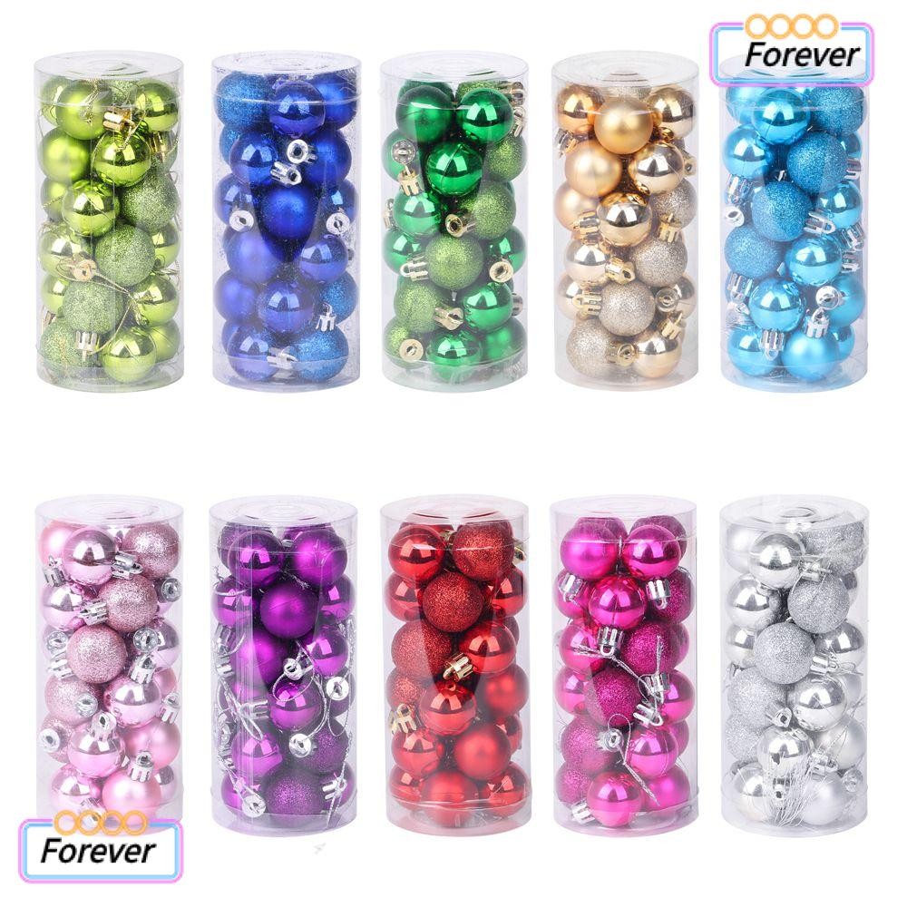 Forever 24 ชิ้น 3 เซนติเมตร Ball Bauble พลาสติก DIY ของขวัญตกแต่งบ้านตกแต่งต้นคริสต์มาส