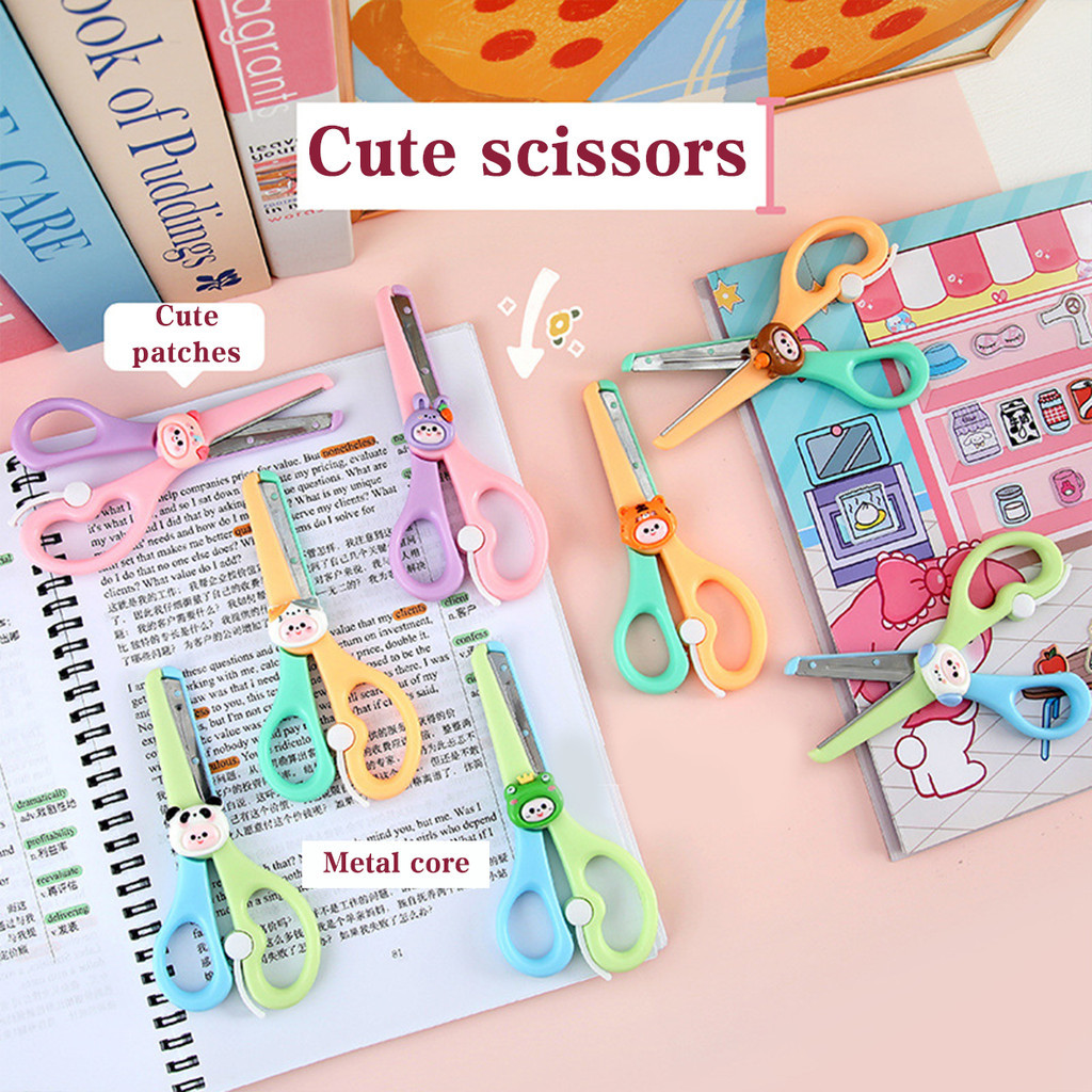 กรรไกรพลาสติก สีลูกกวาด สำหรับกระดาษตัด ทำมือ DIY กรรไกรสแตนเลส กรรไกรตัดกระดาษขนาดเล็ก การ์ตูนน่ารัก - รูปที่ 4