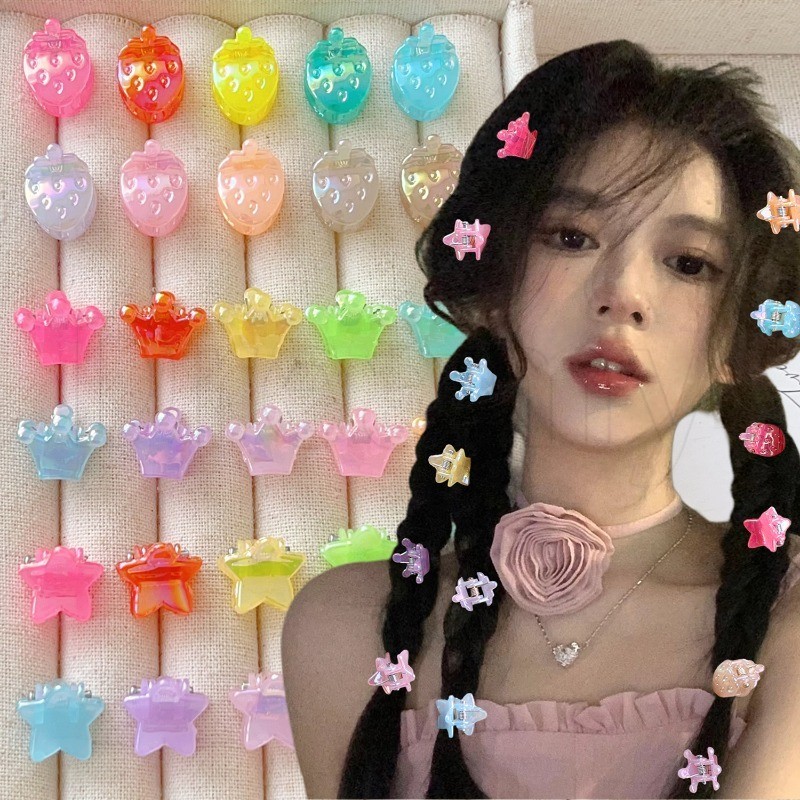 10ชิ้นสีโปร่งใสมินิคว้าคลิป-แฟชั่นอุปกรณ์ผม-น่ารักสาวเด็กกรงเล็บผม-ลูกอมสีมงกุฎดาวผมหนีบ-ที่มีสีสันการ์ตูนสตรอเบอร์รี่กิ๊บ