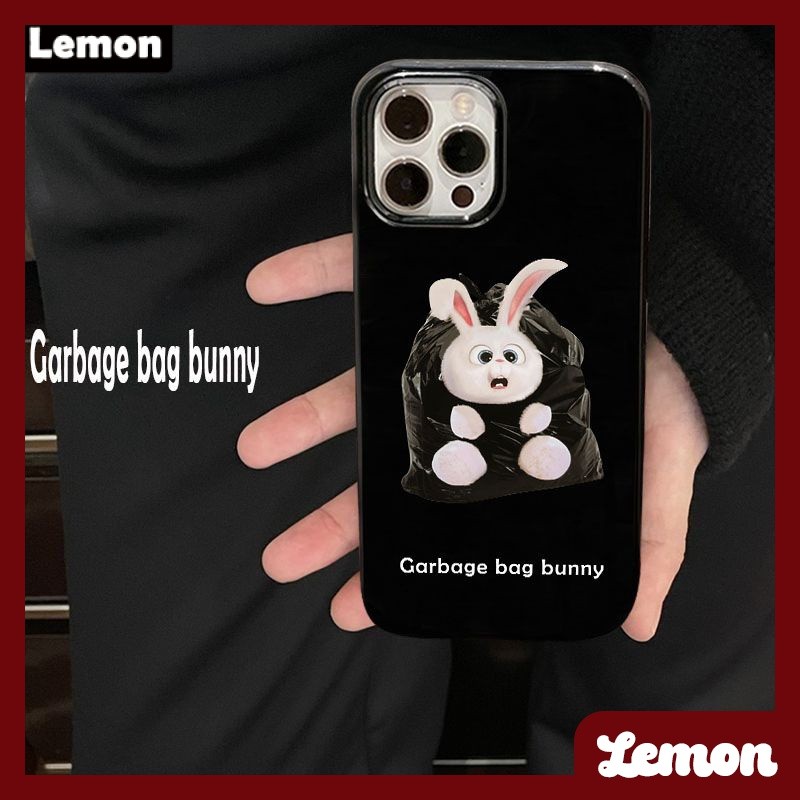 [Lemon] เคสโทรศัพท์มือถือ พลาสติกนิ่ม แวววาว ลายการ์ตูนกระต่ายน่ารัก สีดําวาว สําหรับ Iphone 14pro 14promax 13 13pro 13promax 11 12 12pro 12promax XR XSMAX 7P 8P MINI