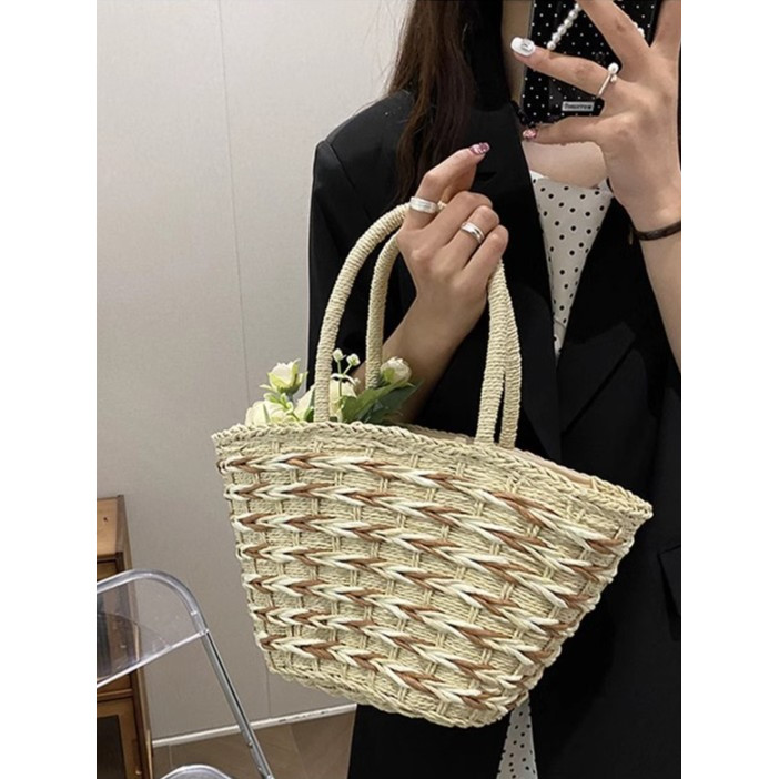 💥ลดล้างสต็อก ราคาพิเศษ 💥กระเป๋าสาน แบบถือ ใบใหญ่ สานลาย มี 3 สี งานถักสวย P325