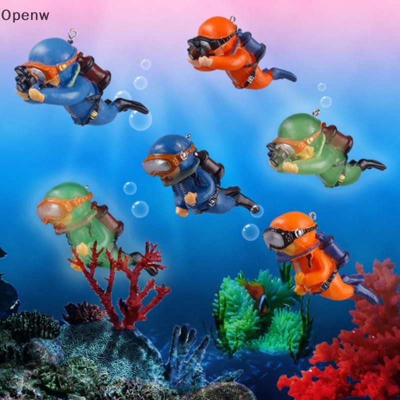 Openw Luminous Green Mini Diver Kawaii จําลอง Floag Frogman สําหรับ Aquarium เครื่องประดับปลาตกแต่ง Aquarium อุปกรณ์เสริม GOOD