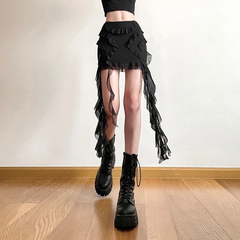 Kliou Elegant Casual กระโปรง Skinny Solid Ribbons รูปร่างไม่สม่ําเสมออเนกประสงค์การออกแบบอาวุโสบรรยากาศ Street สไตล์ 2024 Summertime Lady Hot ใหม่