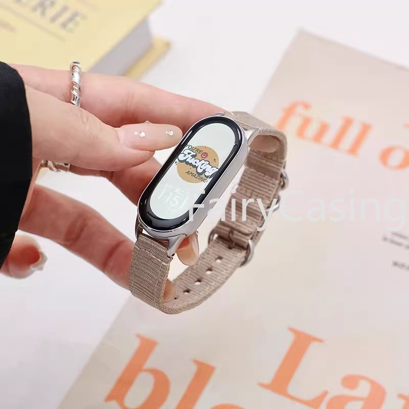 สําหรับ Xiaomi Mi Band 9/8 สร้อยข้อมือแฟชั่นเปลี่ยนสายรัดข้อมือสําหรับ Miband 9 NFC Correa Mi Band 7 6 5 4 3 ผ้าใบสายไนลอนของคุณ