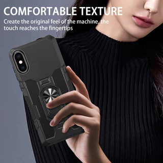สําหรับ iphone X / Xs Max / XR กรณี Hard PC กลับ Soft TPU Edge กล้องป้องกันแหวนผู้ถือ Kickstand กันกระแทก Slim ฝาครอบบาง