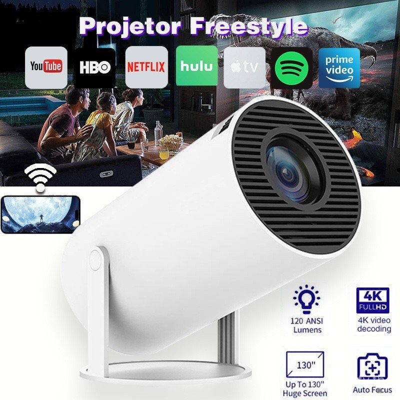 4K โปรเจคเตอร์โทรศัพท์ HY300 Projector Full HD โปรเจคเตอร์ โปรเจคเตอร์พกพา สมาร์ทโปรเจคเตอร์ 1080P ในตัว Wifi และบลูทูธโฮมเธียเตอร์โปรเจคเตอร์ Xiaomi ซัมซุงโทรศัพท์มือถือ