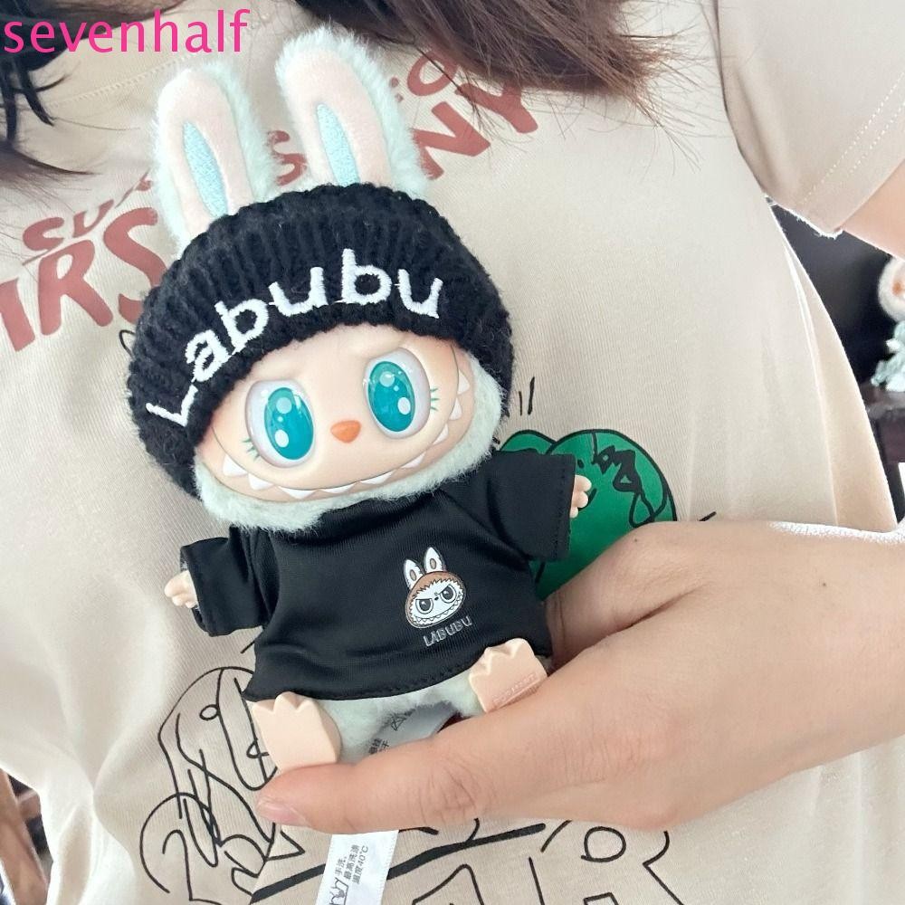 Sevenhalf นั่ง Party Labubu ตุ๊กตาเสื้อผ้า, หมวกถัก เสื้อกันหนาว Labubu II ชุดตุ๊กตา, ชุดมีฮู้ดคอลเลกชันมินิผ้าฝ้ายตุ๊กตาเสื้อผ้าแต่งตัวตุ๊กตา