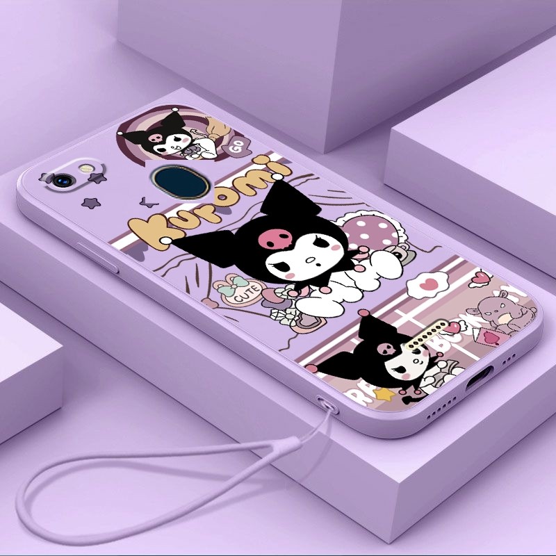ปลอกสําหรับ OPPO F5 F5 เยาวชน F7 เคสโทรศัพท์การ์ตูนอะนิเมะ คุโรมิ พร้อมเชือกเส้นเล็กความงามสาวซิลิโคน TPU นิ่มออกแบบใหม่กันกระแทกฝาหลัง