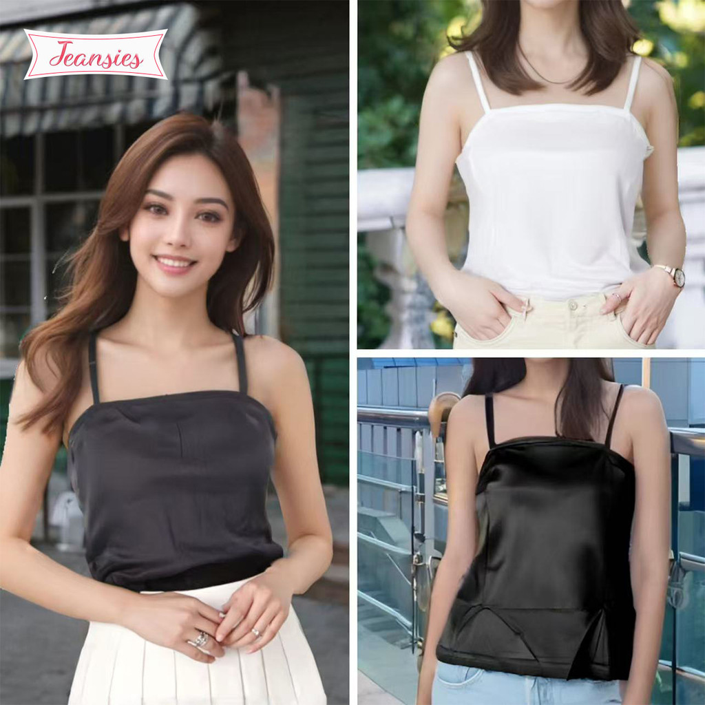 เสื้อสายเดี่ยวคอเว้า สีดำ สำหรับใส่ข้างในหรือข้างนอก