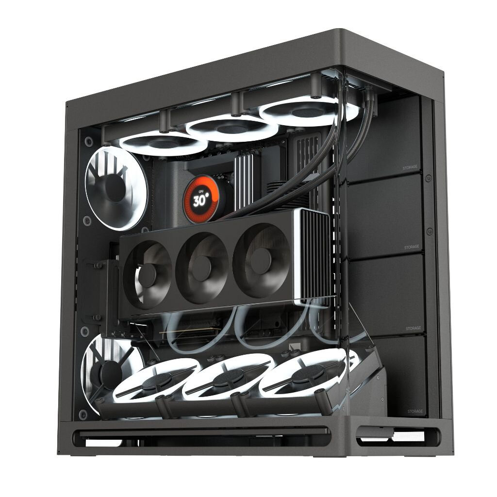 CASE HAVN HS420 BLACK VGPU Edition With VGPU Riser PCIe 5.0 Vertical Kit Mid-Tower