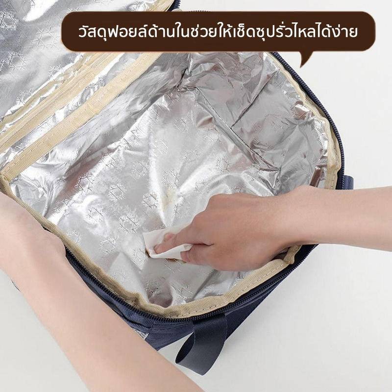 กระเป๋าเก็บความเย็น กระเป๋าเก็บอุณหภูมิแบบพกพา เก็บความร้อน/ความเย็น สําหรับปิกนิกกลางแจ้ง lunch bag - รูปที่ 3