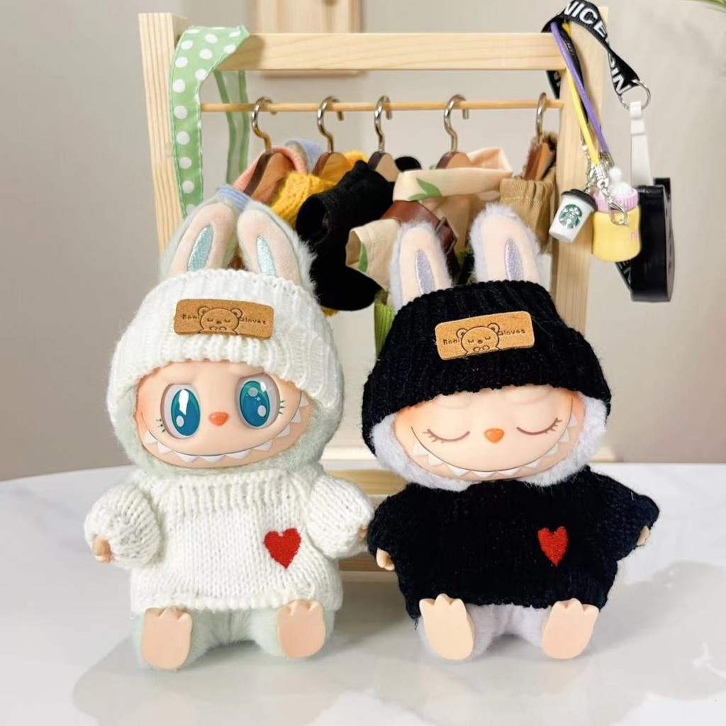 Mini ตุ๊กตาตุ๊กตาเสื้อผ้าชุดอุปกรณ์เสริมเกาหลี Kpop Exo Labubu Idol V1 V2 Love เสื้อกันหนาวหมวกชุดเสื้อผ้าของขวัญ