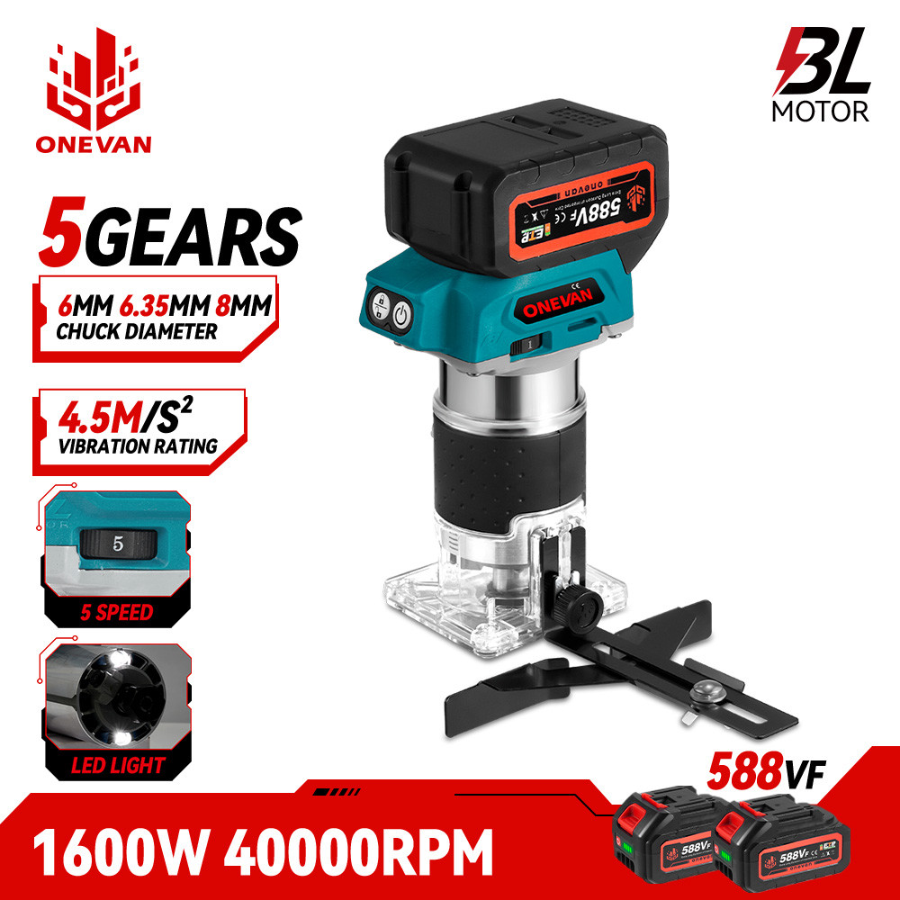 5 ความเร็ว Brushless ไฟฟ้ามือ Trimmer 1600W ไร้สาย Trimmer ไม้ Router งานไม้เครื่องมือสําหรับ Makita