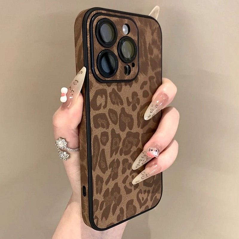 เคสโทรศัพท์พิมพ์ลายเสือดาวหรูหราสําหรับ iPhone 11 12 13 14 15 16 Pro Max Plus Bumber เคสด้านหลัง
