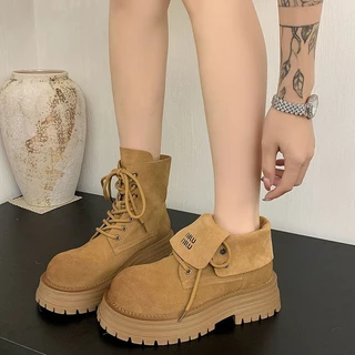 รองเท้าบูทมาร์ติน Boots Casual Round Toe กันลื่นซิป