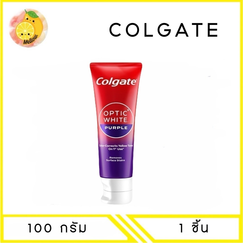 MELLO [ 1 ชิ้น ] ยาสีฟัน Colgate optic white purple 100g.