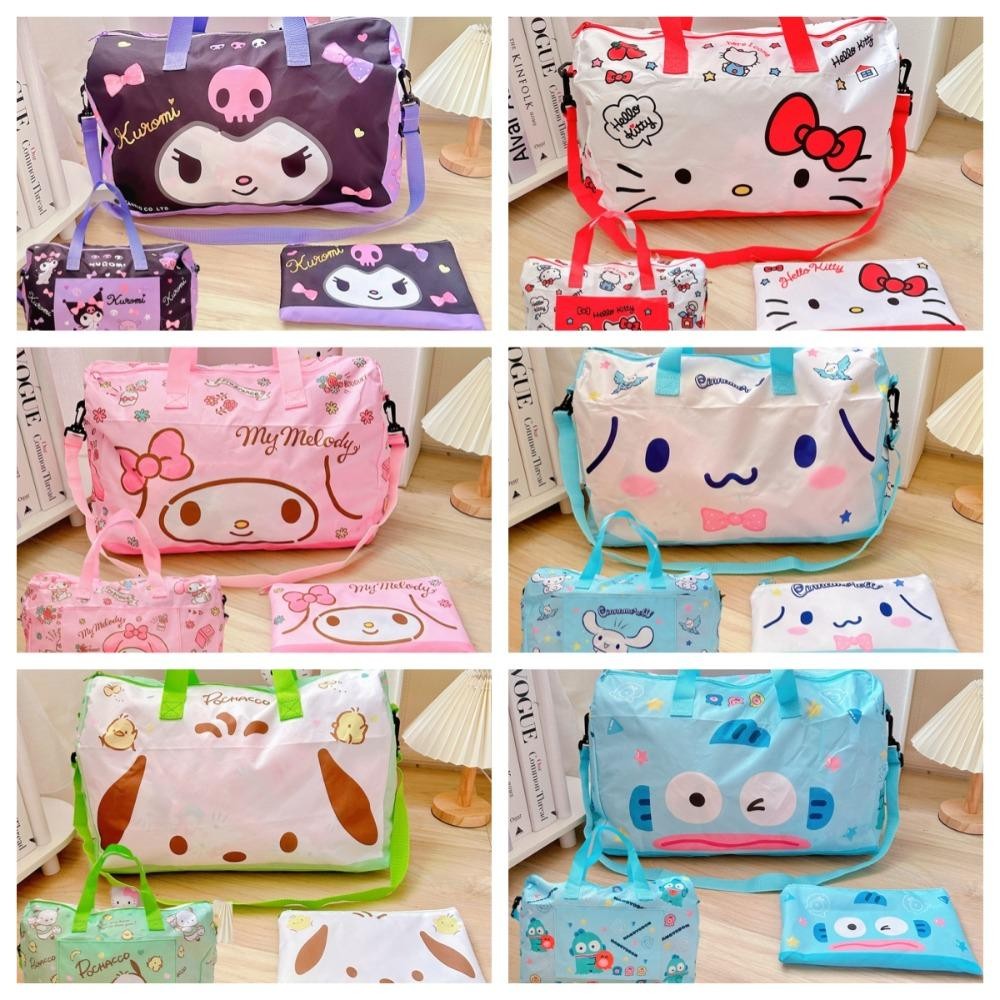Back2life Hangyodon กระเป๋าดึงสั้น, My Melody Cinnamoroll Pochacco กระเป๋าเดินทางแบบพับได้, แมวคิตตี้หวานความจุขนาดใหญ่กันน้ํา Kuromi กระเป๋าเดินทางกระเป๋าถือเดินทาง