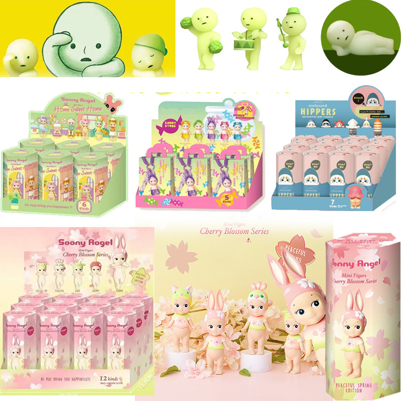 Mofusand แมว hippers Sonny Angel Cherry Blossom Sweets Series Mini รูป Smiski hippers Series ตกแต่งอุปกรณ์เสริมโทรศัพท์มือถือ