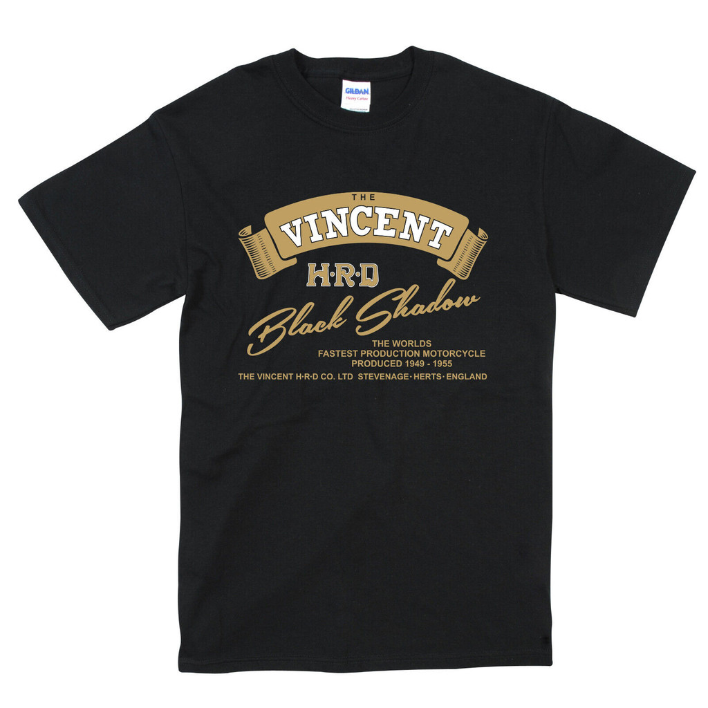 Vincent Hrd Biker T Shirt Vintage Motorcycle Classic Black Shadow