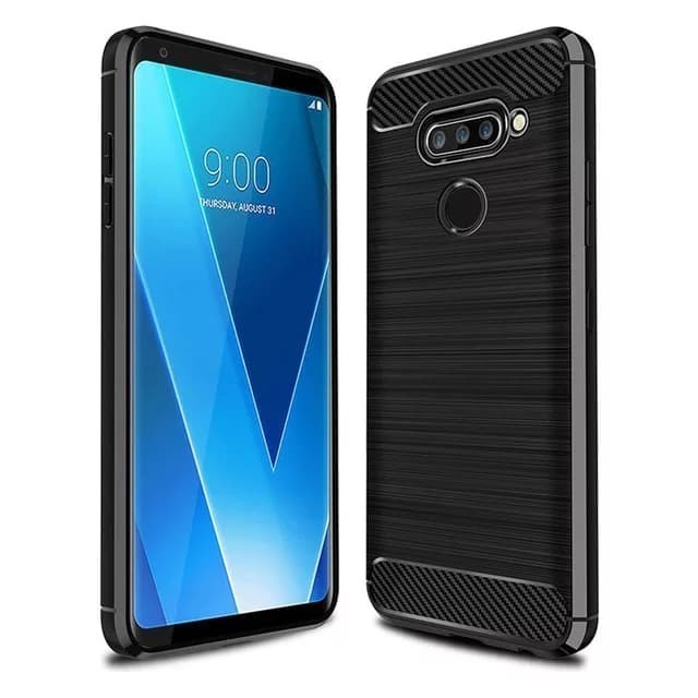LG V40 CASE LG V40 THINQ SILICONE CARBON FIBER TPU DRAWING SLIM CASE - RUGGED-CARBON