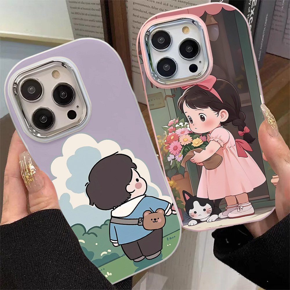 สวยงามเคส for samsung a55 5g A54 5G A05S A06 A15 5G A05 A12 A16 A34 A35 A14 A25 A24 สีชมพู ซิลิโคนอ่อนนุ่ม เคสกรอบโลหะ