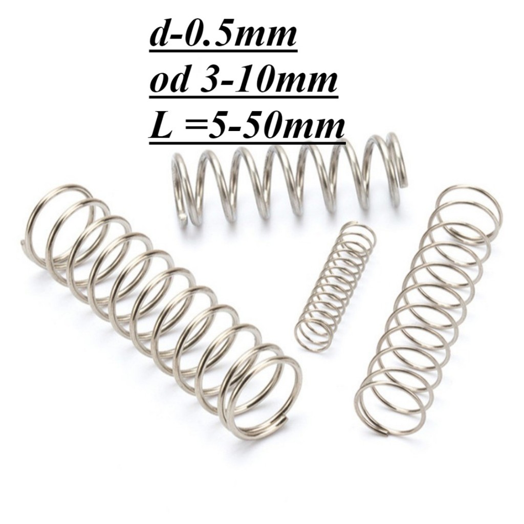 สปริงอัดสแตนเลส 304 d0.5mm * OD3-10mm ความดันสปริงกดสปริง