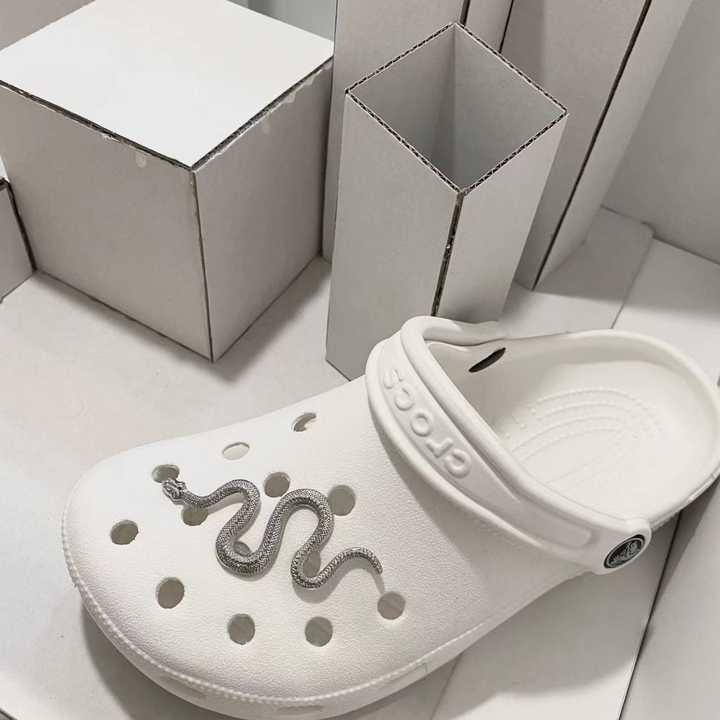 งูเงินเย็นตกแต่ง jibbits 3d jibbits crosc สติ๊กเกอร์รองเท้าแตะ crosc jibbitss