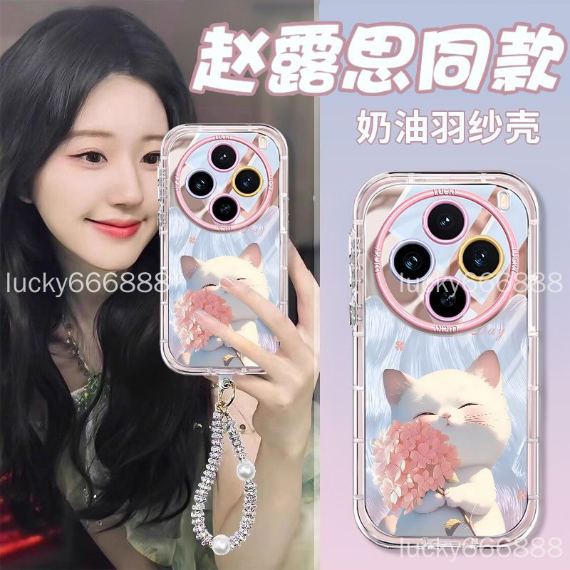 ฟรีฟิล์มด้านหลัง OPPO find X8 Pro เคสโทรศัพท์ find x8pro Cat Decal ซิลิโคนเหลวกันกระแทกโปร่งใสรวมทุกอย่างป้องกันกรณีป้องกันกรณี