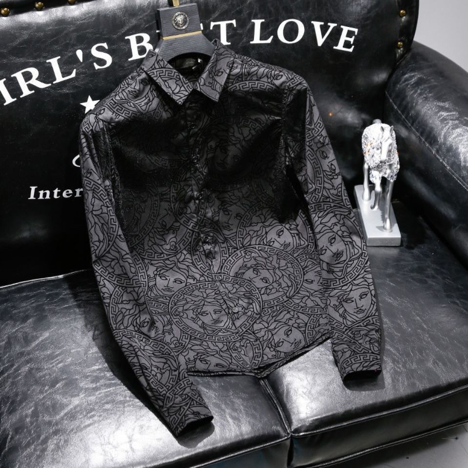 เสื้อเชิ้ตผู้ชายแขนยาวแฟชั่นอินเทรนด์สไตล์ใหม่ของผู้ชาย