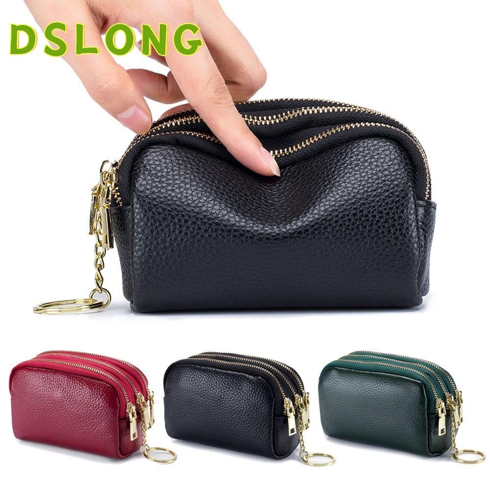 DSLONG กระเป๋าสตางค์ หนังแท้ ใบสั้น ขนาดเล็ก สําหรับผู้หญิง