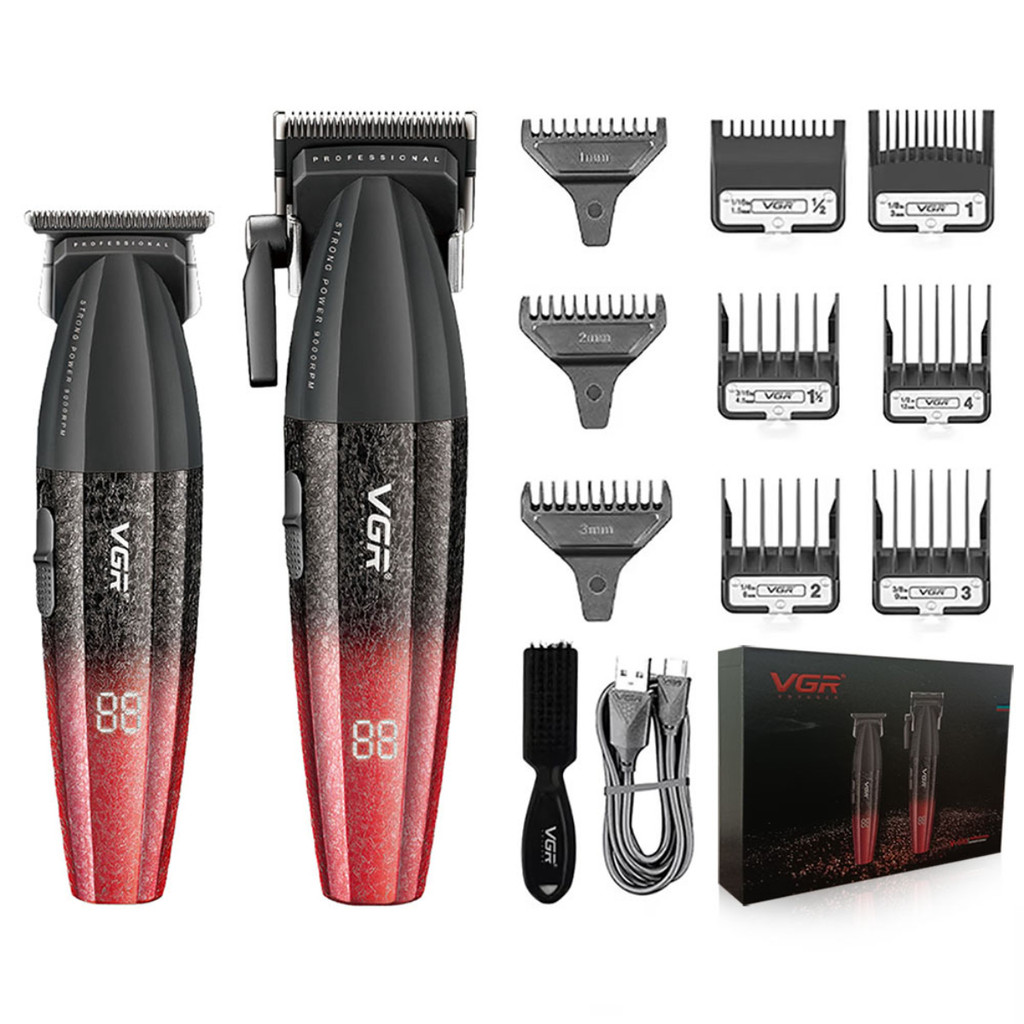 VGR Hair Clipper ที่ดีที่สุด Professional Hair Trimmer ตัดผมผม Clipper 9000 RPM ผมโลหะ Clipper ชาร์จ