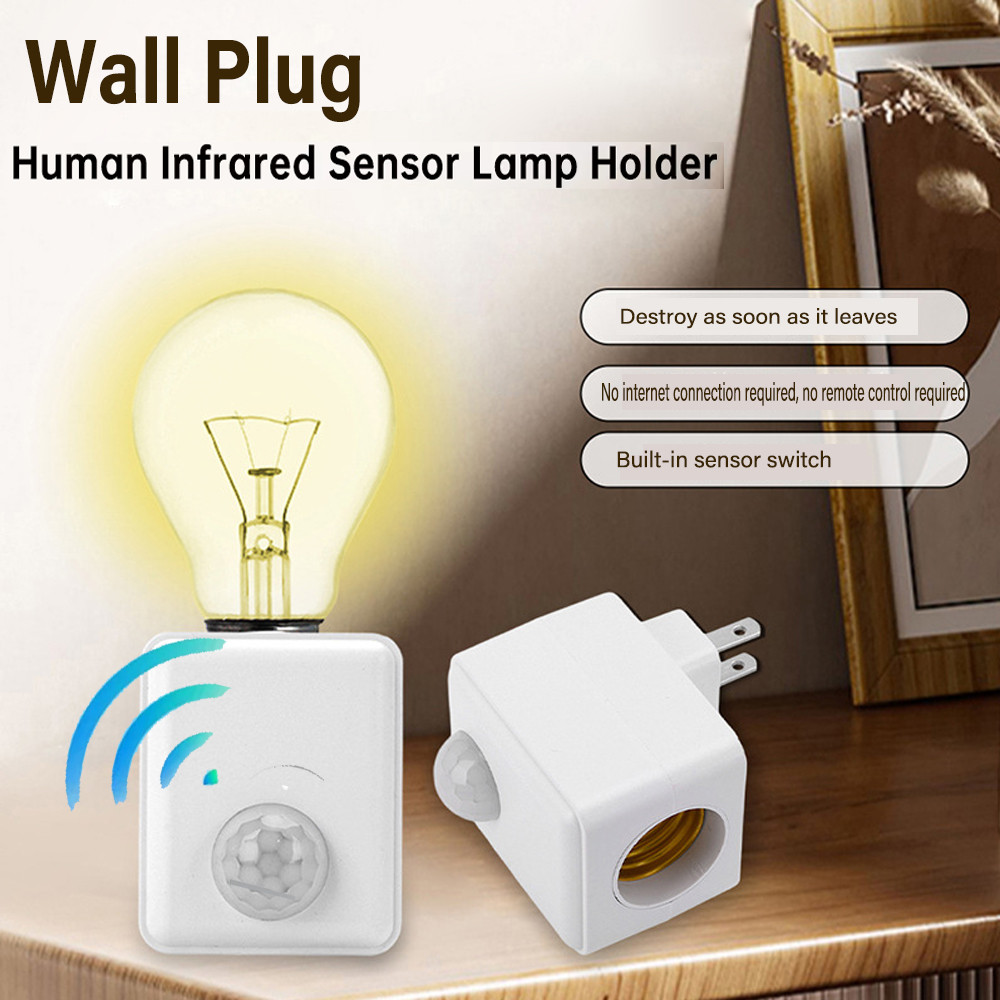 Ac110-240v EU/US/UK ปลั๊ก E27 ฐานโคมไฟ Led พร้อม Motion Sensor PIR Human Induction Light ผู้ถือหลอดไฟซ็อกเก็ตอะแดปเตอร์แปลงปรับ