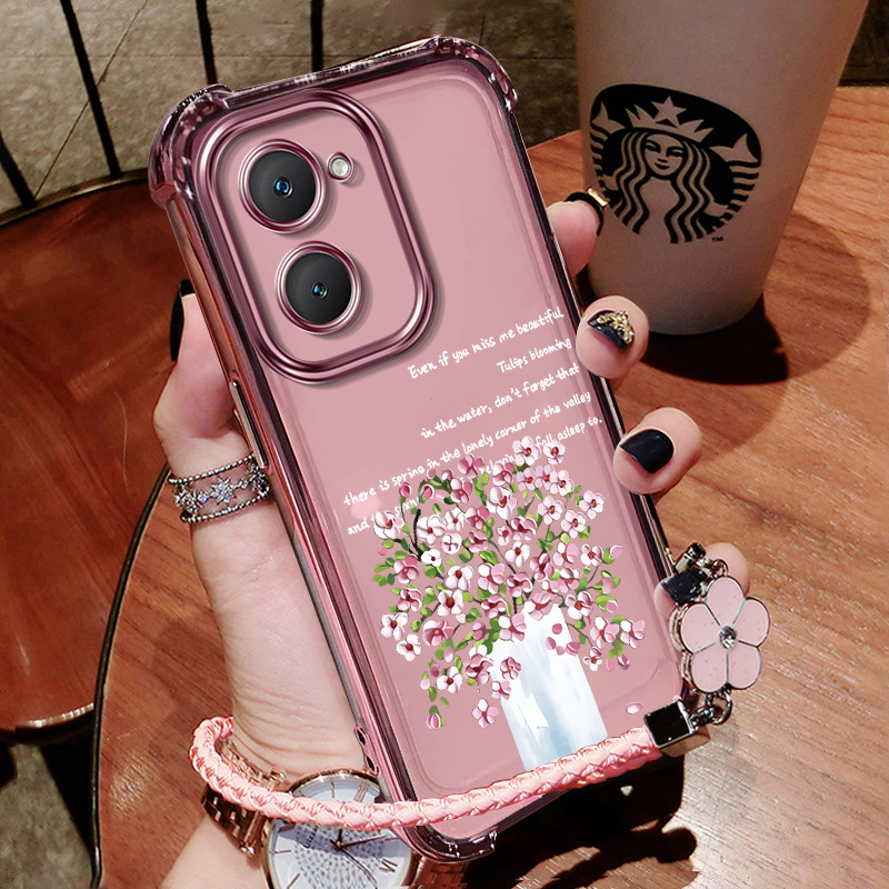 เคส เคสสำหรับโทรศัพท์ vivo y03 y03t เคสโทรศัพท์ ปกป้องสี่มุม ป้องกันการตก ปกโปร่งใส TPU เคสนุ่ม sjfsmpzh